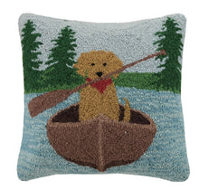 Load image into Gallery viewer, Golden Lab Canoeing Hook Pillow
