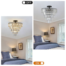 Load image into Gallery viewer, 20' Black Crystal Chandelier Ceiling Light, Modern Luxury 10-Light Flush Mount [Online Only]
