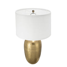 Load image into Gallery viewer, Round Aluminum Sheet Gold Table Lamp with White Fabric Shade [Online Only]

