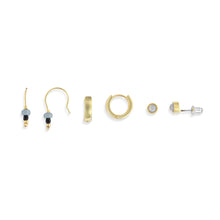 Load image into Gallery viewer, Dainty Bead Gold &amp; Ivory Earrings Set of 3
