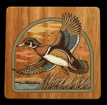 Load image into Gallery viewer, Acacia Wood Coasters Duck Fishing Hunting
