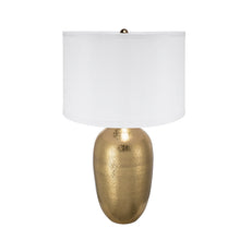 Load image into Gallery viewer, Round Aluminum Sheet Gold Table Lamp with White Fabric Shade [Online Only]

