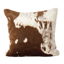 Load image into Gallery viewer, Rustic Faux Fur Cow Hide 18 x 18 Inch Decorative Throw Pillow with Case &amp; Insert [Online Only]
