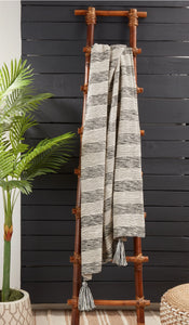 Striped Black & Natural Throw Blanket