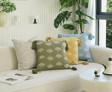 Load image into Gallery viewer, Hand Beaded Embroidery Ginkgo Leaf Throw Pillow Cover with Tassel 18" W x 18" L [Online Only]
