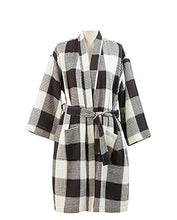 Load image into Gallery viewer, Women's Buffalo Plaid Waffle Weave 100% Cotton Bathrobe [Online Only]
