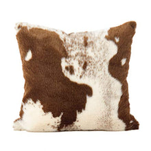 Load image into Gallery viewer, Rustic Faux Fur Cow Hide 18 x 18 Inch Decorative Throw Pillow with Case &amp; Insert [Online Only]
