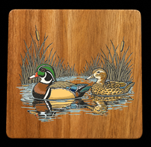 Load image into Gallery viewer, Acacia Wood Coasters Duck Fishing Hunting

