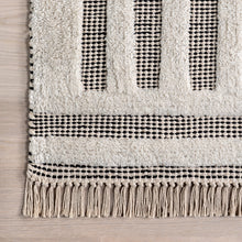 Load image into Gallery viewer, Merrick Tasseled Cotton and Wool Area Rug (Black)
