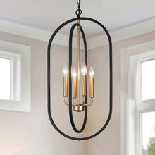 Load image into Gallery viewer, Frusena 4-Light Black and Gold Chandelier
