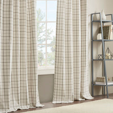 Load image into Gallery viewer, Plaid Rod Pocket and Back Tab Curtain Panel with Fleece Lining Natural 50x95 [Online Only]
