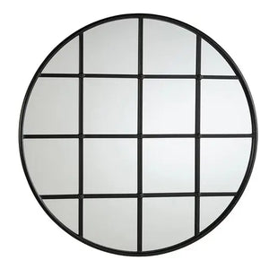 Black Round Pane Mirror