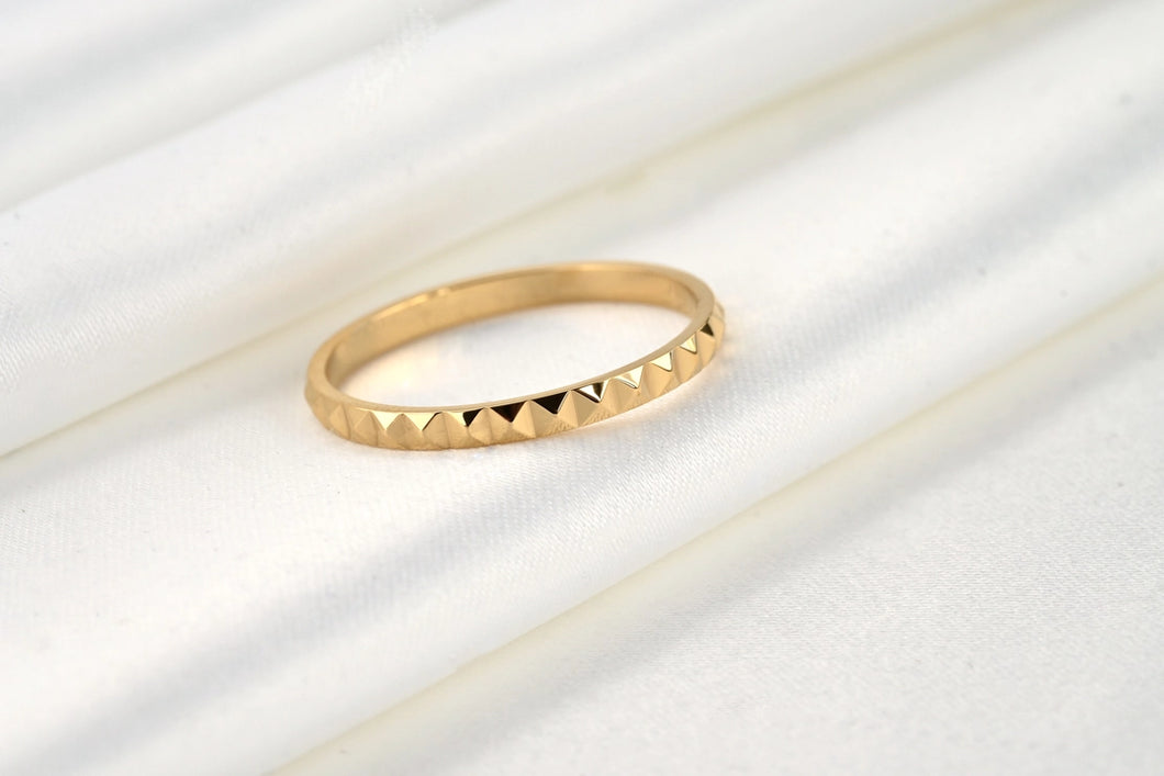 Gold Pyramid Stacker Ring