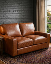 Load image into Gallery viewer, Claudette Top Grain Leather Love Seat - Chestnut [Online Only]
