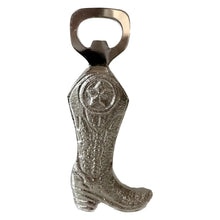 Load image into Gallery viewer, Nickel Etched Cowboy Boot Bottle Opener
