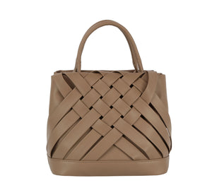 Woven Detailed Top Handle Small Tote Bag (Various Colors)