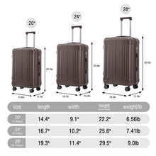 Load image into Gallery viewer, Brown 3-Piece ABS Spinner Wheel Luggage Set [Online Only]
