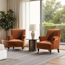 Load image into Gallery viewer, Eloise 30' Pleated Sock Arm Accent Armchair, Burnt Orange Performance Velvet [Online Only]
