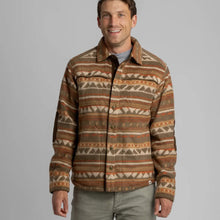 Load image into Gallery viewer, Men&#39;s Bear Heavy Fleece Shirt Jacket Sepia Aztec Stripe
