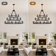 Load image into Gallery viewer, 39.37 Inch 3-Tiers Wagon Wheel Chandelier [Online Only]
