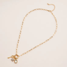 Load image into Gallery viewer, Gold Dipped Charm Necklace with Key and Gemstone Accents
