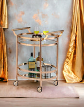 Load image into Gallery viewer, Lakelyn Clear Glass &amp; Rose Gold Finish Serving Cart [Online Only]

