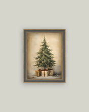 Load image into Gallery viewer, Christmas Tree with Presents Framed Antique Art (2 Sizes)
