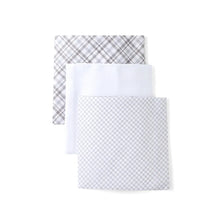 Load image into Gallery viewer, Men's Cotton Solid, Striped &amp; Plaid Gray Handkerchiefs 3 Pcs Set
