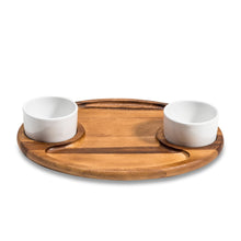 Load image into Gallery viewer, Acacia Wood Charcuterie Serving Tray with lidded ceramic bowls [Online Only]
