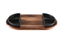 Load image into Gallery viewer, Acacia Wood Charcuterie Serving Tray w/ 4 Triangular Ceramic Bowls [Online Only]
