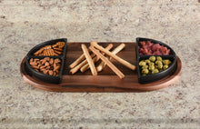 Load image into Gallery viewer, Acacia Wood Charcuterie Serving Tray w/ 4 Triangular Ceramic Bowls [Online Only]
