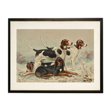Load image into Gallery viewer, Foxhounds and Coonhound Dogs on a Distressed Background Framed Print 10x8

