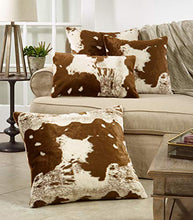 Load image into Gallery viewer, Rustic Faux Fur Cow Hide 18 x 18 Inch Decorative Throw Pillow with Case &amp; Insert [Online Only]
