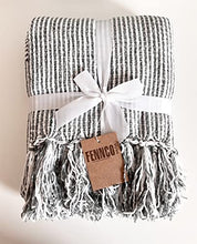 Load image into Gallery viewer, Chenille Woven Striped Tassel Throw Blanket 50" W x 60" L [Online Only]
