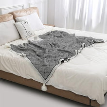 Load image into Gallery viewer, Modern Diamond Knitted Throw Blanket with Tassel 50" W x 60" L [Online Only]
