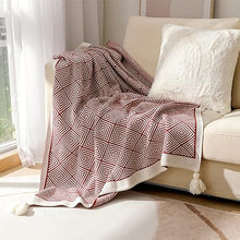 Load image into Gallery viewer, Modern Diamond Knitted Throw Blanket with Tassel 50" W x 60" L [Online Only]
