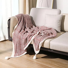 Load image into Gallery viewer, Modern Diamond Knitted Throw Blanket with Tassel 50" W x 60" L [Online Only]
