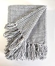 Load image into Gallery viewer, Chenille Woven Striped Tassel Throw Blanket 50" W x 60" L [Online Only]
