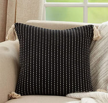 Load image into Gallery viewer, Line-Stitch Tassel Cotton Decorative Throw Pillow 18" W x 18" L [Online Only]
