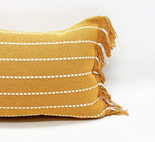 Load image into Gallery viewer, Stitch Line Woven Fringe Cotton Decorative Throw Pillow 20" W x 20" L [Online Only]
