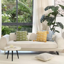 Load image into Gallery viewer, Hand Beaded Embroidery Ginkgo Leaf Throw Pillow with Tassel 18" W x 18" L [Online Only]
