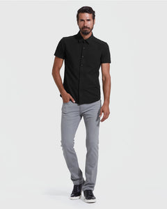 Short Sleeve Button Up Shirt Commuter Black