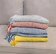 Load image into Gallery viewer, Chenille Woven Striped Tassel Throw Blanket 50" W x 60" L [Online Only]
