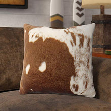 Load image into Gallery viewer, Rustic Faux Fur Cow Hide 18 x 18 Inch Decorative Throw Pillow with Case &amp; Insert [Online Only]
