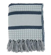 Load image into Gallery viewer, Reversible Waffle Weave Striped Fringe Throw Blanket 50" W x 60" L [Online Only]
