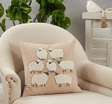 Load image into Gallery viewer, Embroidered Sheep Cotton Decorative Throw Pillow 18" W x 18" L (2 Colors) [Online Only]
