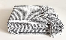 Load image into Gallery viewer, Chenille Woven Striped Tassel Throw Blanket 50" W x 60" L [Online Only]
