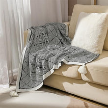 Load image into Gallery viewer, Modern Diamond Knitted Throw Blanket with Tassel 50" W x 60" L [Online Only]
