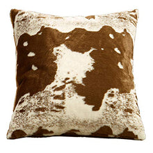 Load image into Gallery viewer, Rustic Faux Fur Cow Hide 18 x 18 Inch Decorative Throw Pillow with Case &amp; Insert [Online Only]
