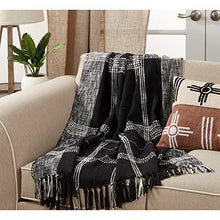 Load image into Gallery viewer, Luxury Cotton Knit Plaid Modern Tassel 50 x 70 Inch Throw [Online Only]
